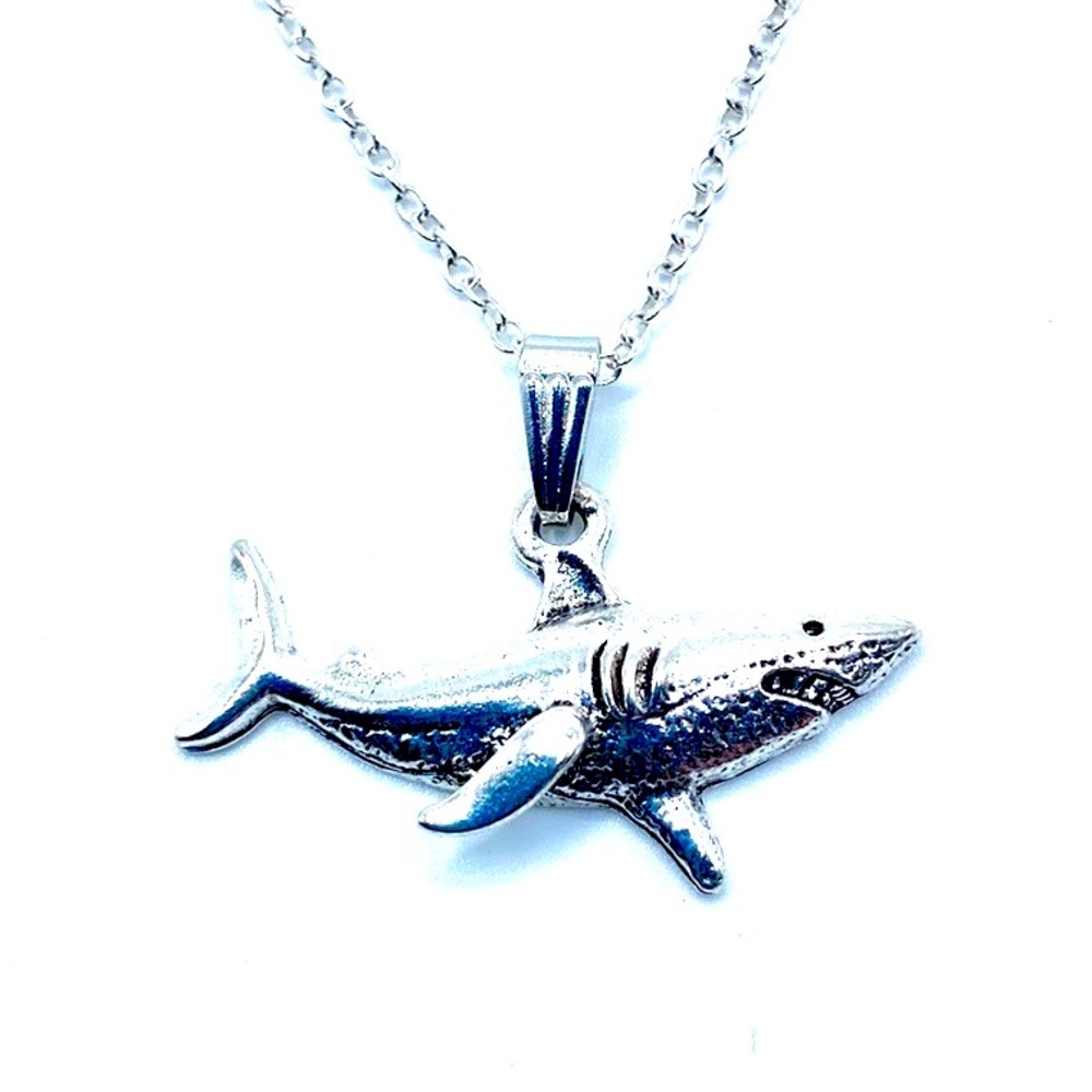 Silver Great White Shark Necklace